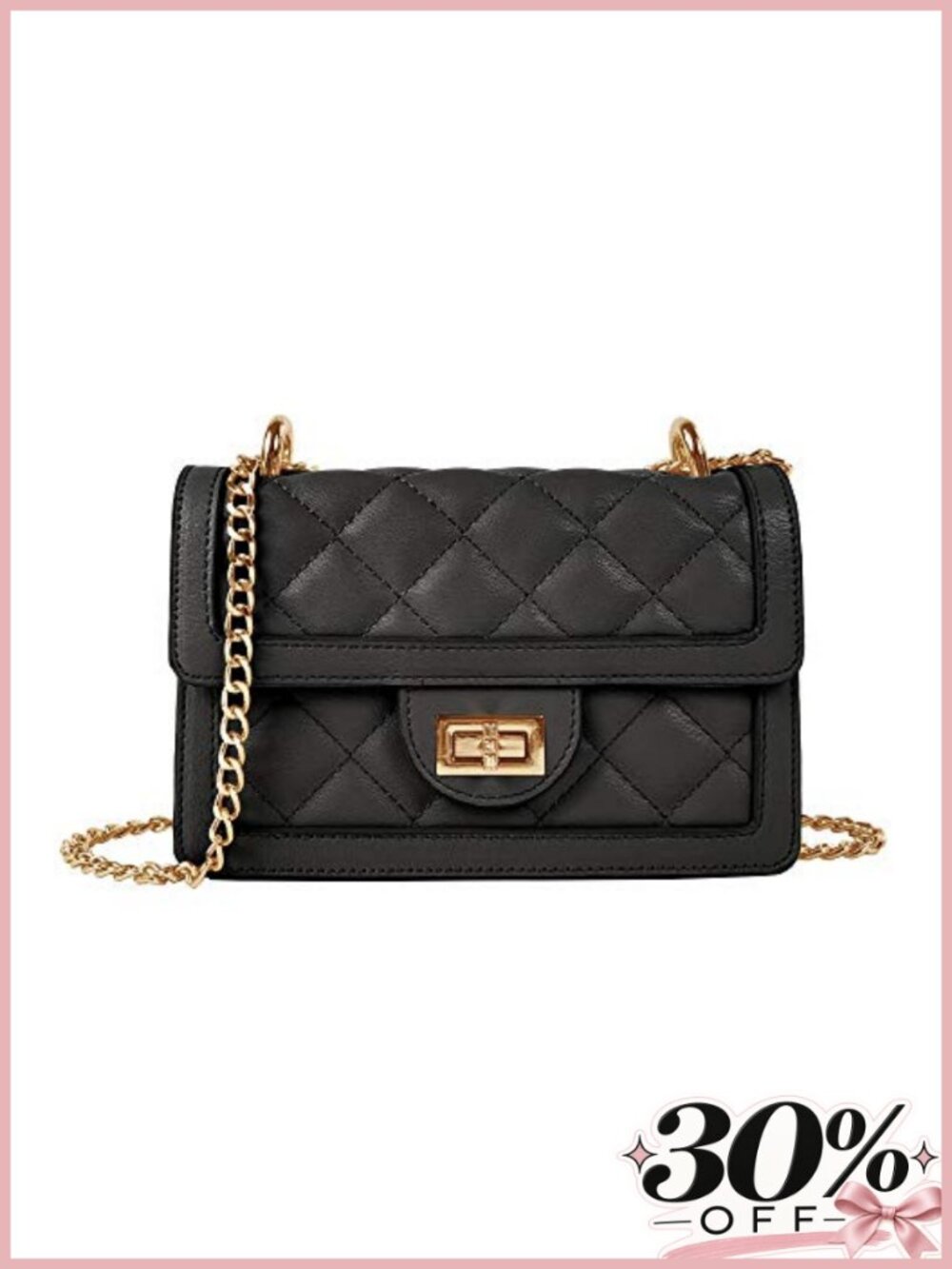 Quilted Crossbody Bag Chain Strap Vegan Leather Small Shoulder Purse